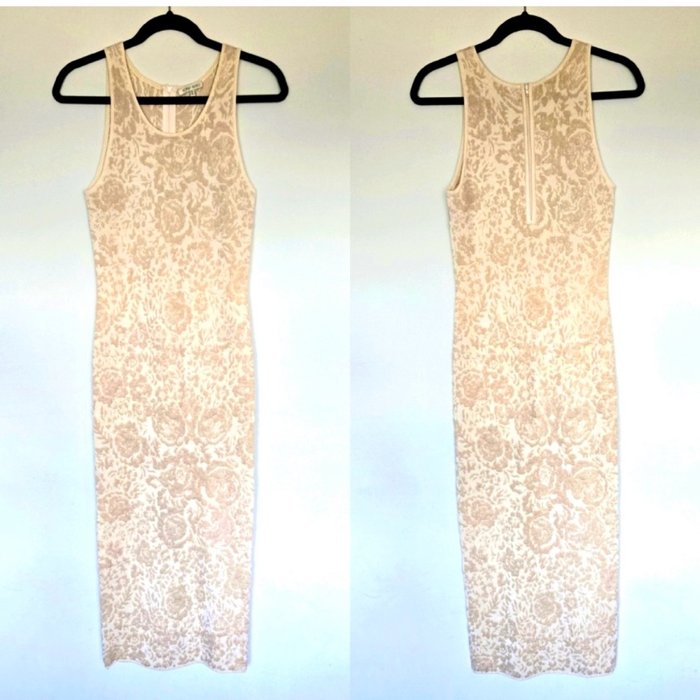 Ronny Kobo Collection Beige Floral Midi Dress